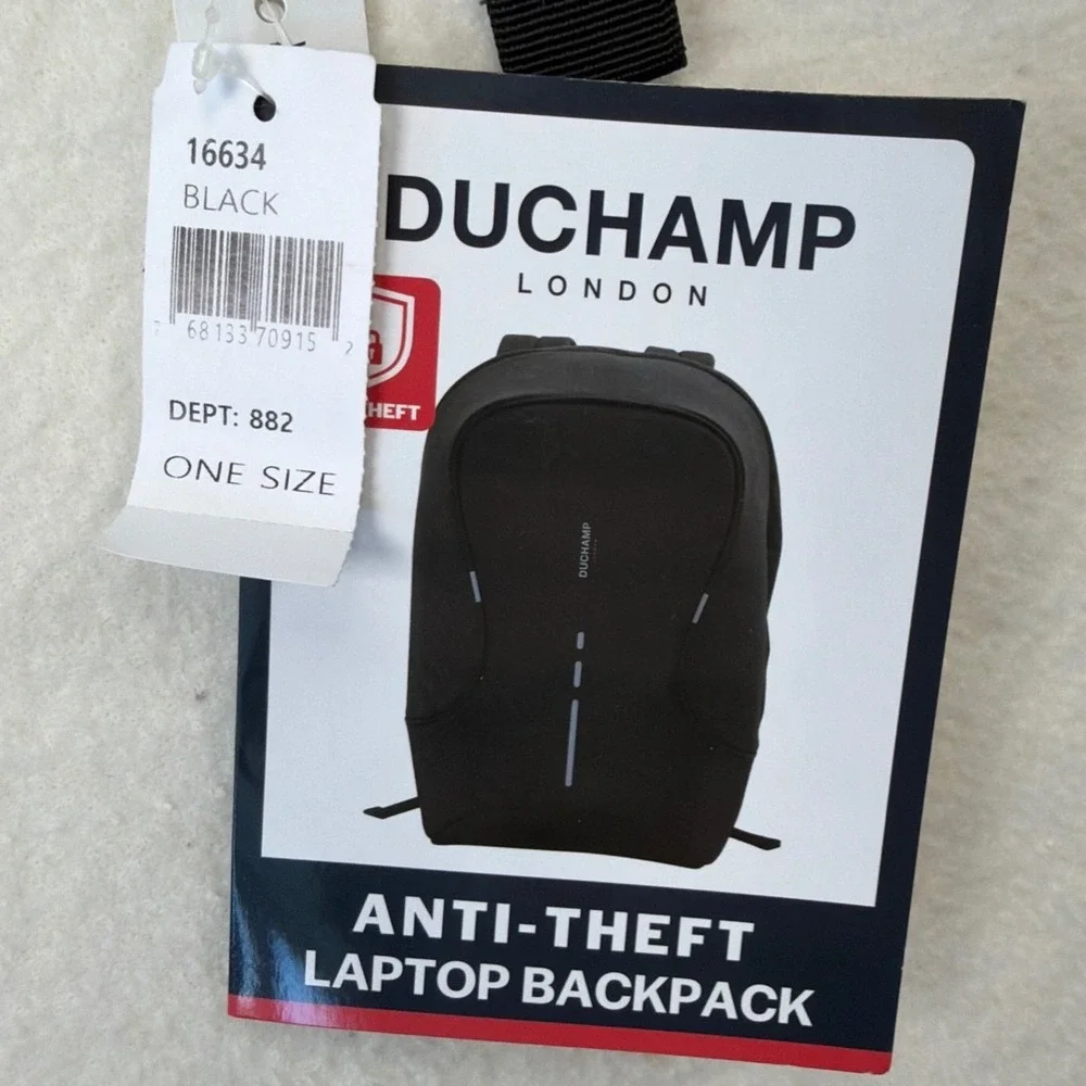 Duchamp London Anti-Theft Laptop Backpack Black 15.6 Inch Travel Bag 16634 NEW